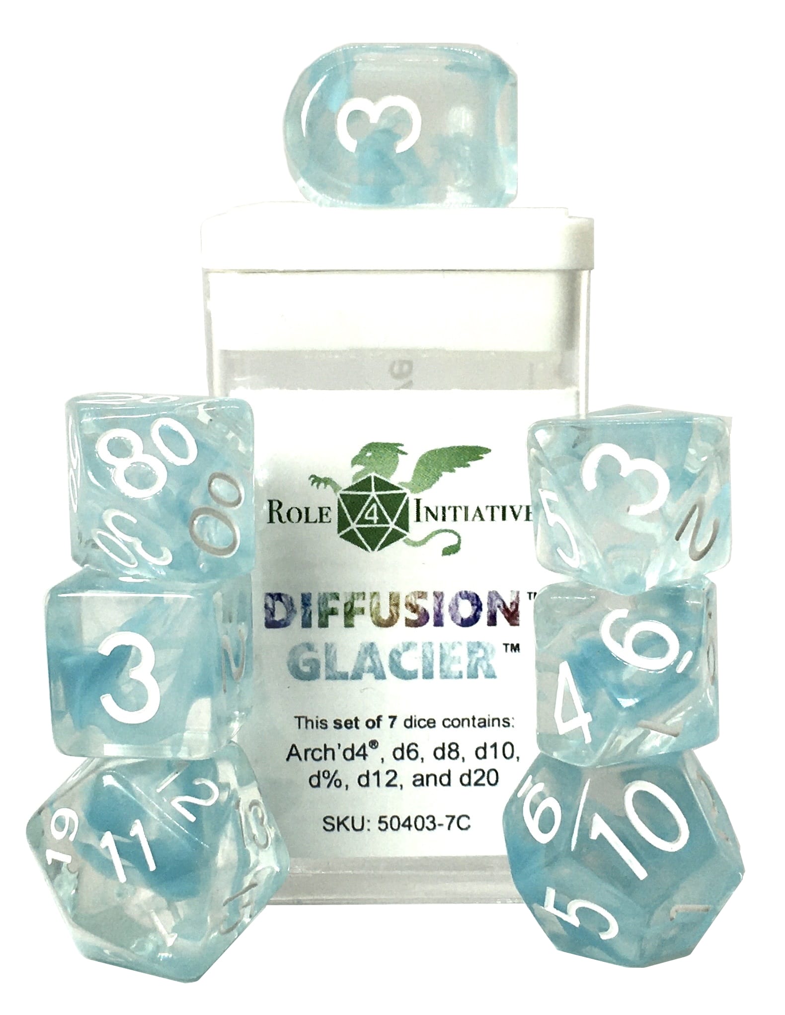 Role 4 Initiative - Diffusion Glacier - Set of 7 Polyhedral Dice image 0